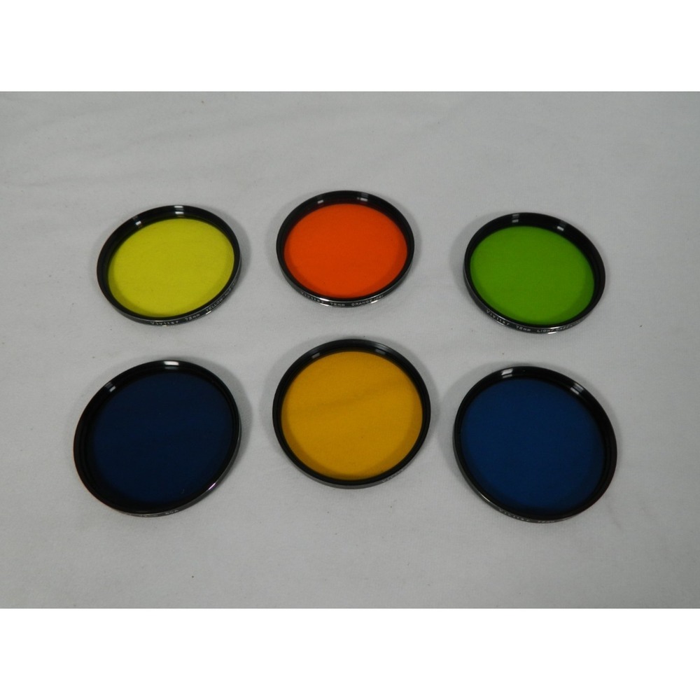 Vintage Lot Of 6 Vivitar Camera Color Lens Filters Orange, Blue, Yellow, Green